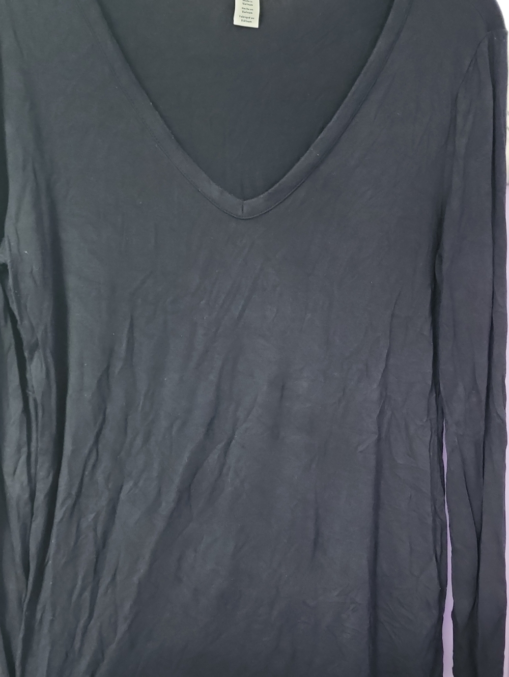 Daily Ritual Dark Blue V-Neck Long Sleeve Tee